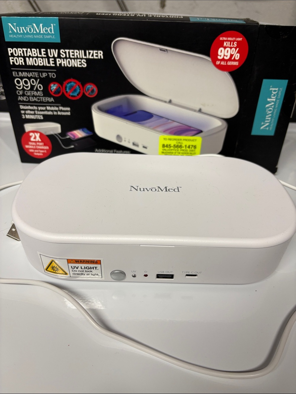 White Portable UV-C Sterilizer for Phones and Accessories